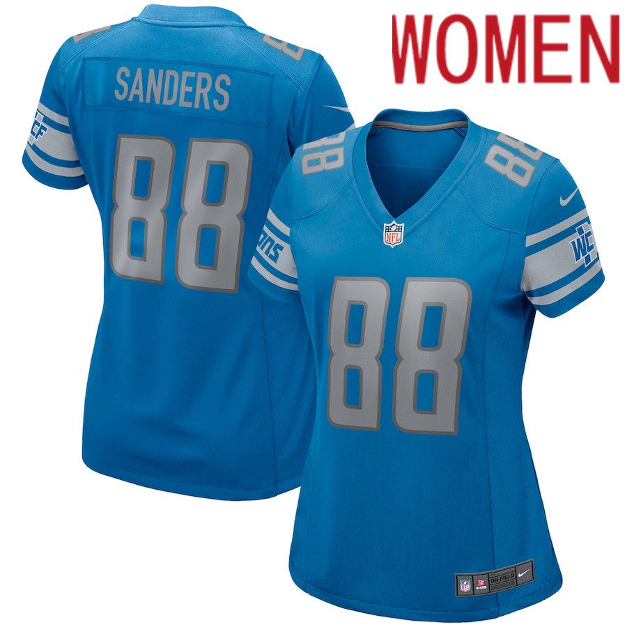 Women Detroit Lions #88 Charlie Sanders Nike Blue Game Retired Player NFL Jersey->women nfl jersey->Women Jersey